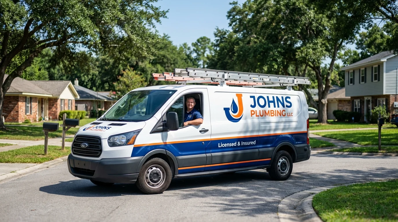 Johns Plumbing LLC service van in Metairie, LA
