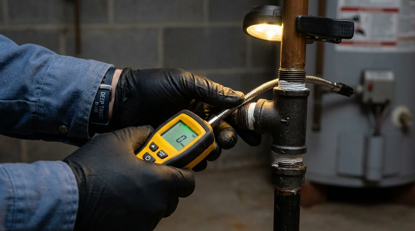 Gas leak detection with electronic sniffer by Johns Plumbing LLC in Metairie