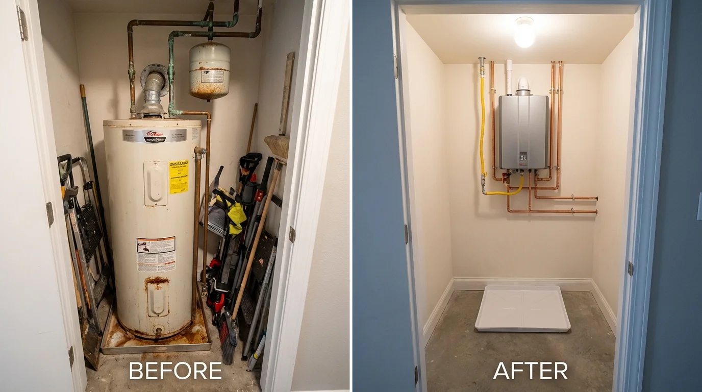 Tank water heater versus wall-mounted tankless unit comparison for Metairie, LA homeowners